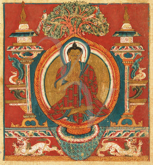 Sakyamuni Buddha. Buddhist votive painting from Tibet