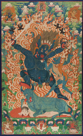 Yama and Yami. Tibetan painting. Buddhist deities. Fine art print
