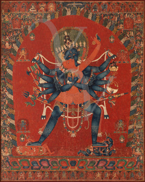 Tibetan painting of the Buddhist Deities Chakrasamvara and Vajravarahi. Tantirc fine art print