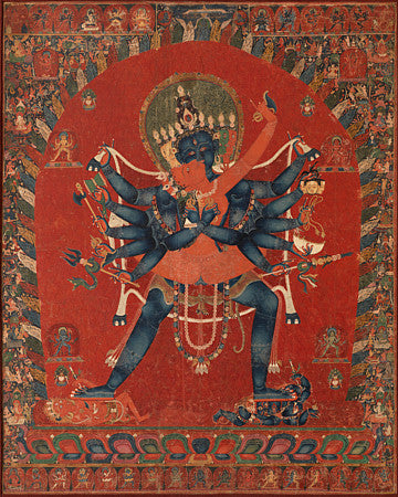 Tibetan painting of the Buddhist Deities Chakrasamvara and Vajravarahi. Tantirc fine art print
