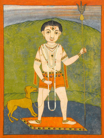 Indian painting of Shiva with a dog. Fine art print