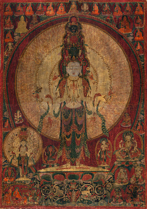 Bodhisattva of Compassion. Tibetan painting. Fine art print