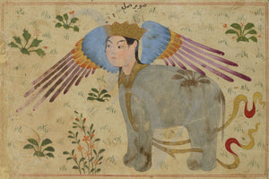 Persian mythological elephant angel painting