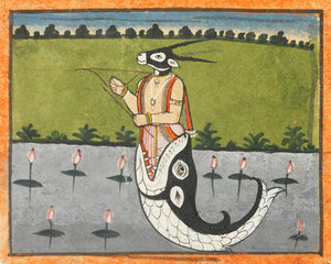 Indian painting of Matsya, fish avatar of Vishnu