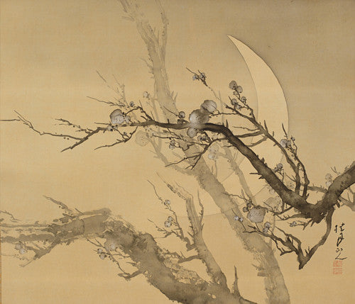 Plum Blossoms Under the Winter Moon. Japanese ink painting
