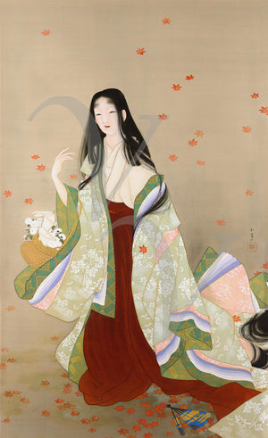 Woman with a Flower Basket by Uemura Shōen﻿. Japanese painting