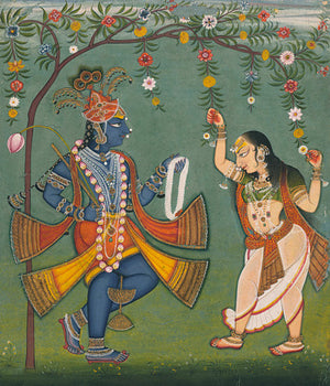 Krishna And Radha Under a Blossoming Tree 