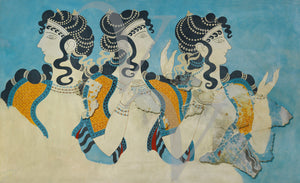 Ladies in Blue. Ancient Minoan Fresco. Fine Art Print