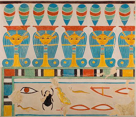 Hathor-Head Frieze in the Tomb of Senenmut. Ancient Egyptian fine art print