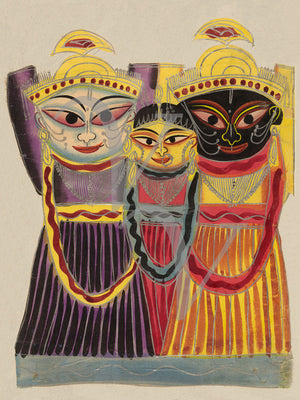agannatha, Balbhadra, and Suehadra. Indian painting. Fine art print 