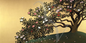 Camellia Petals Scattering by Gyoshu Hayami. Japanese painting. Fine art print