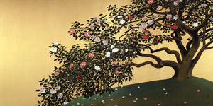 Camellia Petals Scattering by Gyoshu Hayami. Japanese painting. Fine art print