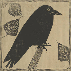Black Crow Vintage Artwork. Antique Black Bird Wall Art. Fine Art Print