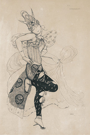 Costume design illustration for a Russian dancer by Leon Bakst. Fine art print