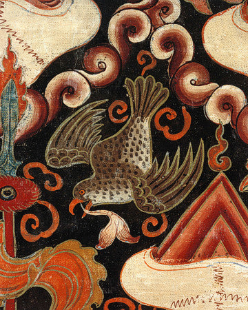 Tibetan bird painting. Buddhist art. Fine art print