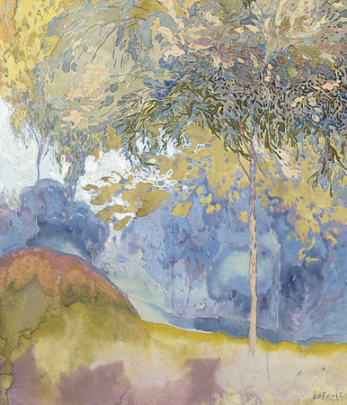 Forest watercolour trees painting. Fine art print