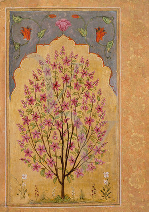 Antique Indian painting of a flowering tree. India. Fine art print