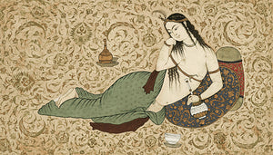 Courtesan. Antique Indian painting. Fine art print