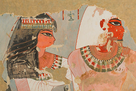 Ancient Egyptian wall painting of Qenamun and His Wife. Fine art print