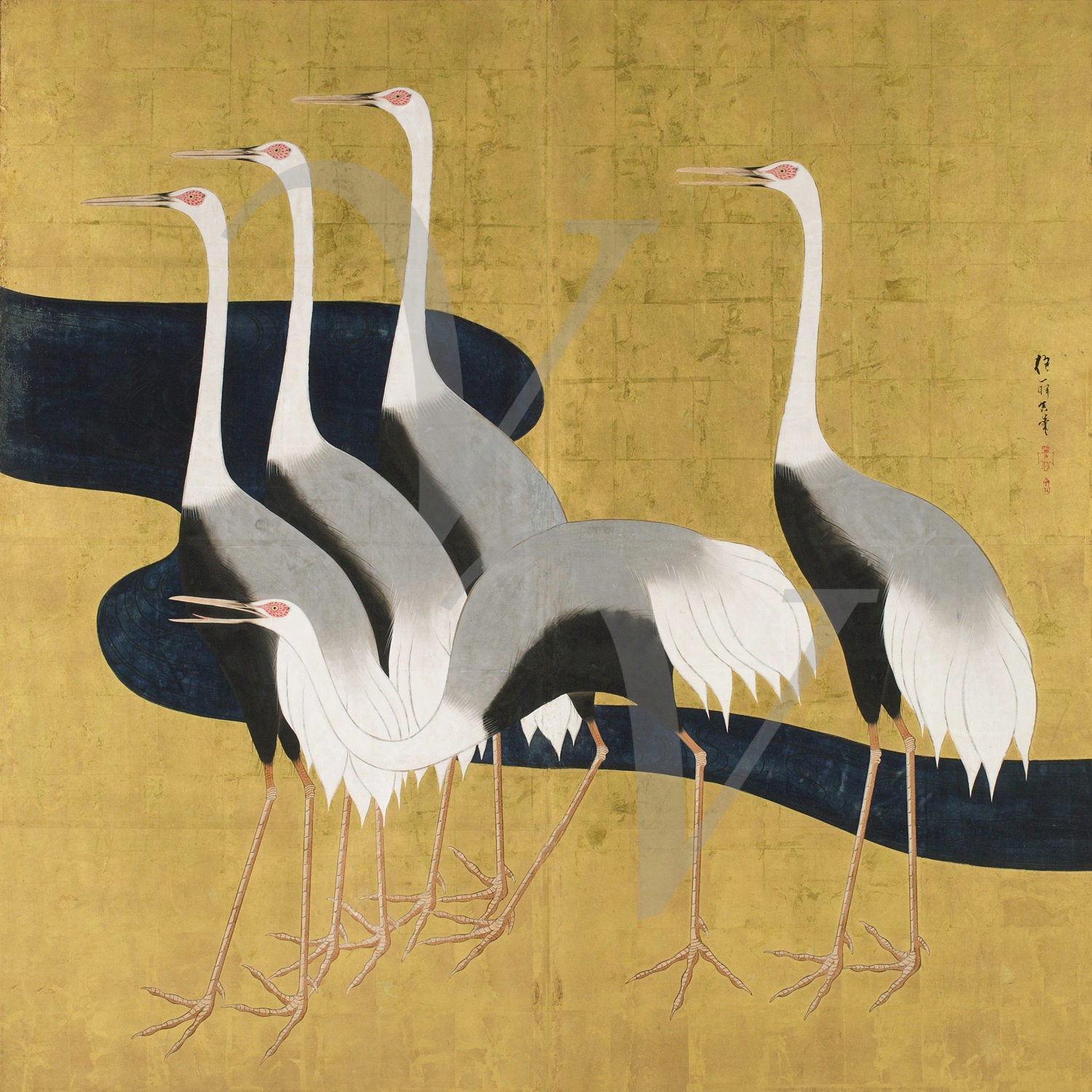 油彩画 オウギバト Japanese Cranes. Fine Art Print - Opium of the Poets