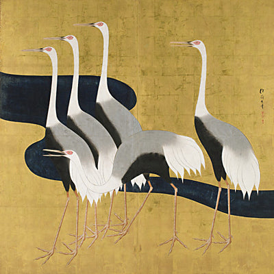 Five Cranes. Japanese Painting. Fine Art Print