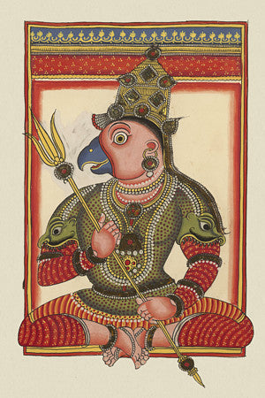 Indian painting of Garuda. Hindu Deities. Fine art print 