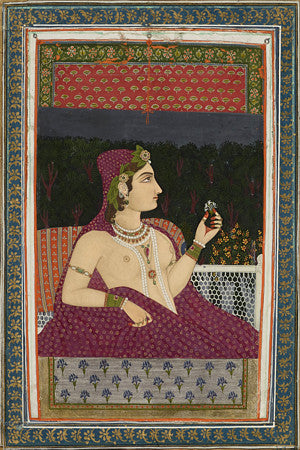 Portait of a Courtesan. Indo-Persian painting. Fine art print