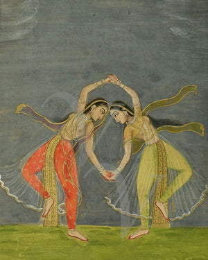 Indian women dancers. Rajasthan. Persian painting. Fine Art Print