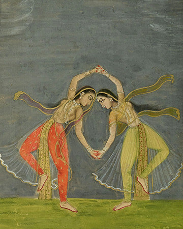 Indian woman dancing. Antique Persian painting. Fine art print