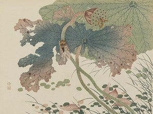Insects and Leaves. Japanese woodblock fine art print