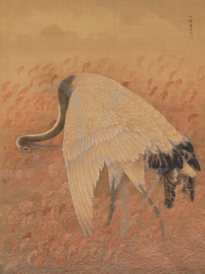 Crane painting. Japanese. Meiji period. Fine art print