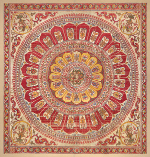 Indian lotus mandala silk hanging. Fine art print
