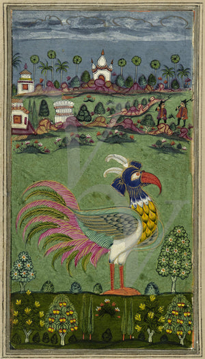 Indian (Deccan) painting of a Mythological bird, Fine Art Print