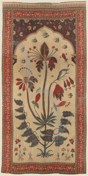 Indian, Deccan, flowers. Textile art, Fine art print