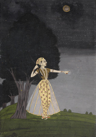 Woman in the Night. Indian Ragamala painting. Fine art print