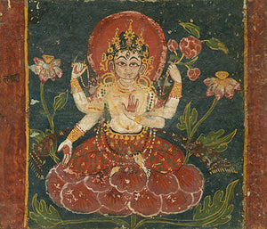 Hindu Goddess Lakshmi. Indian antique painting. Fine Art Print