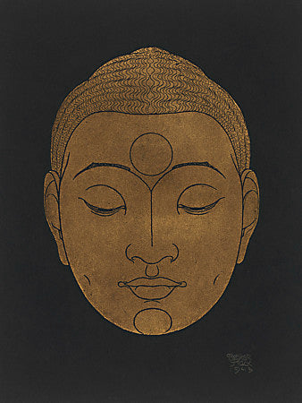 Buddha head vintage artwork. Siddhartha. Fine art print 