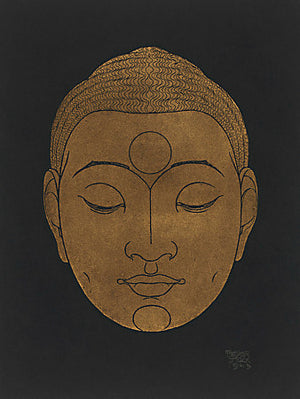 Buddha head vintage artwork. Siddhartha. Fine art print 