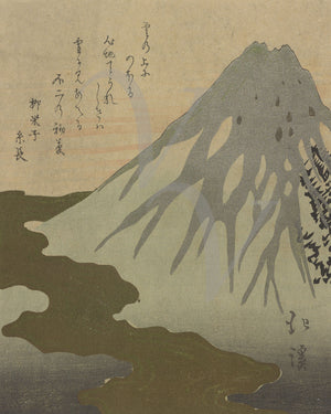 Mt Fuji. Vintage Japanese woodblock. Fine art print 