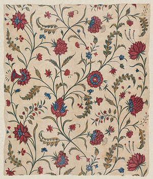 Indian floral textile design. Antique flowers India. Fine art print 