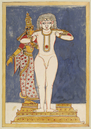 Mahapurusha and HIndu Goddess Ishvari. Antique Indian painting. Fine art print