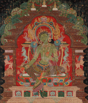 Green Tara painting. Tantric Goddess. Nepal.. Fine art print