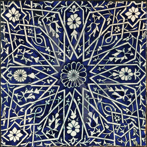 Exotic antique blue tile design. Uzbekistan. Fine art print