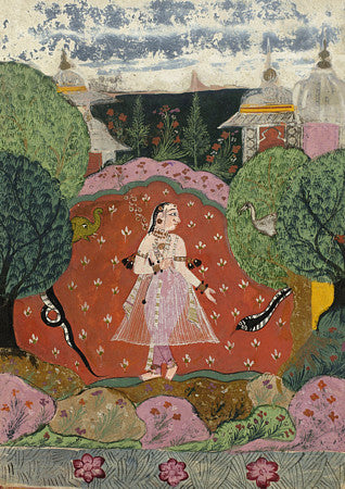 Woman with Snakes and Forest Animals. Indian Ragamala Fine Art Print 
