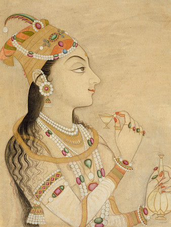 Portrait painting of the Mughal Empress Nur Jahan (Noor Jahan). Fine art print 