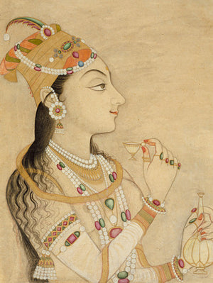 Portrait painting of the Mughal Empress Nur Jahan (Noor Jahan). Fine art print 