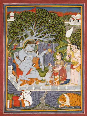 Shiva and Parvati painting. Hindu deities. Fine art print