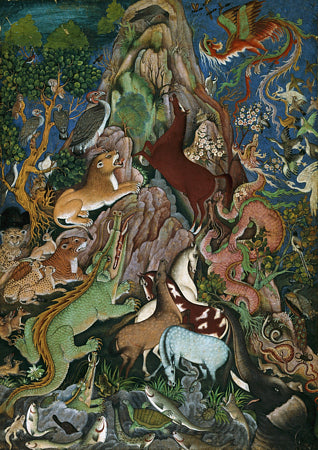 The Wise Crow Speaks to the Animals. Indian painting. Fine art print 