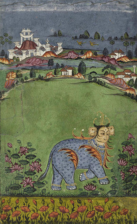 Painting of a mythological creature from an Indian, Deccan astrological manuscript. Fine art print