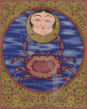 Venus in the Sign of Cancer. Medieval Turkish Ottoman astrology painting. Fine art print 